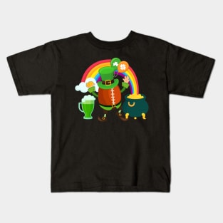 Rainbow Football Gnome St. Patrick's Day Kids T-Shirt